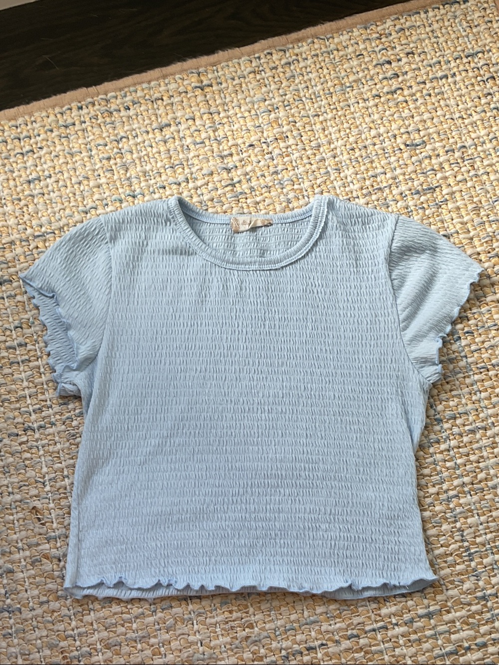 Altar'd State Pale Blue Textured Crop Tee